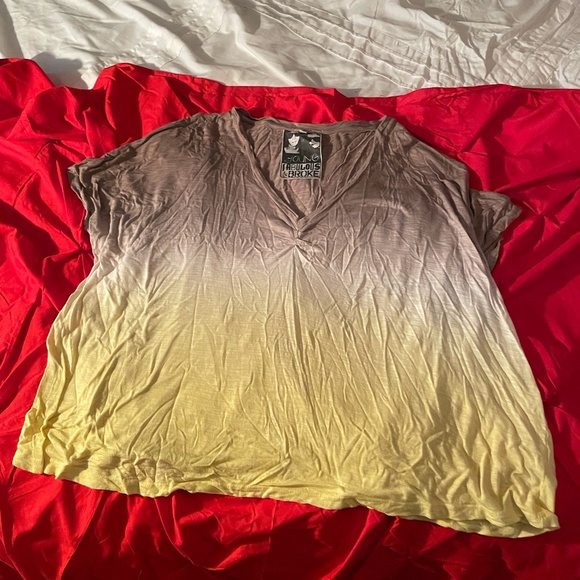 Tan and Yellow Died Flowy Top - Picture 1 of 2